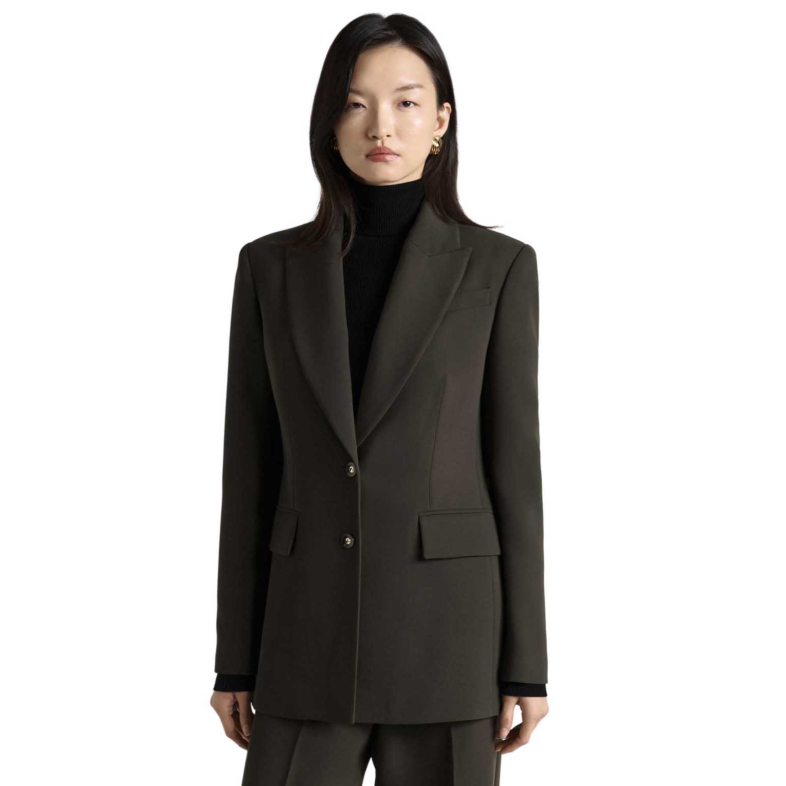 Cue Khaki Double Weave Hourglass Blazer